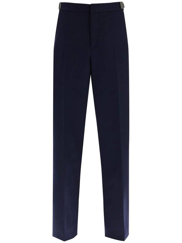 Luxury Bottega Veneta Wool Flannel Track Pants Navy