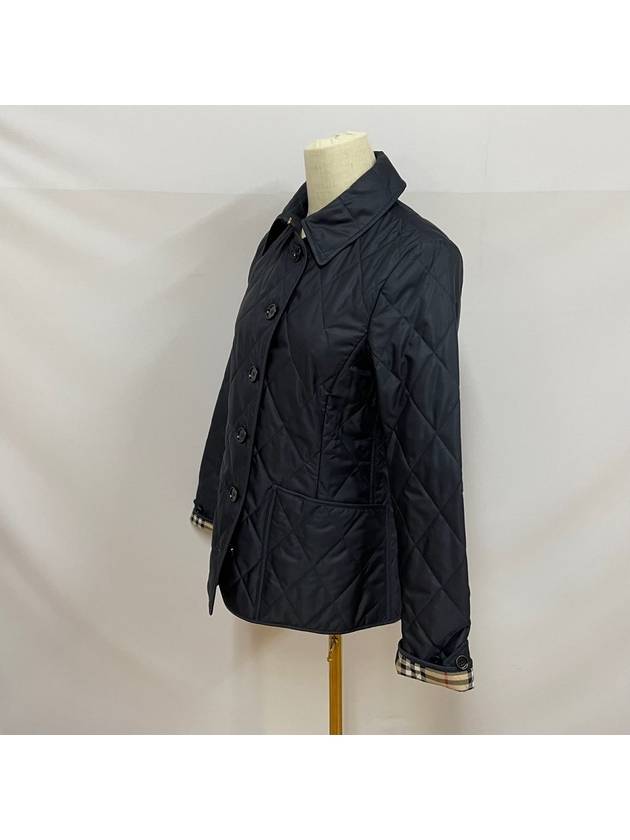 Luxury Burberry WoMen's Diamond Quilted Thermoregulated Check Jacket Midnight