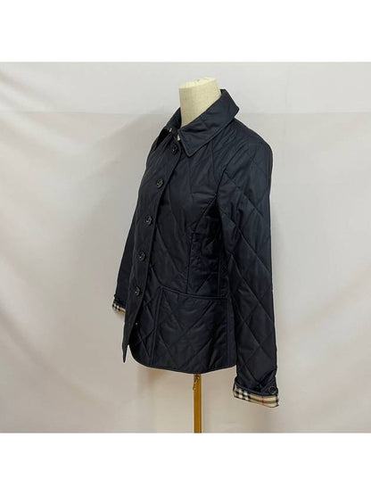 Luxury Burberry WoMen's Diamond Quilted Thermoregulated Check Jacket Midnight