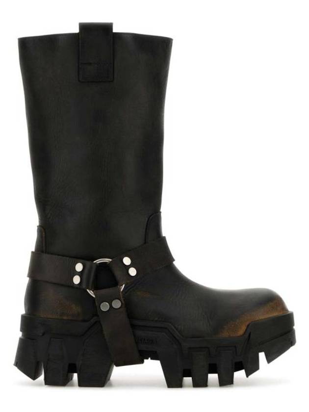 Luxury Balenciaga Trending 2025 Bulldozer Harness Leather Worker Boots Black