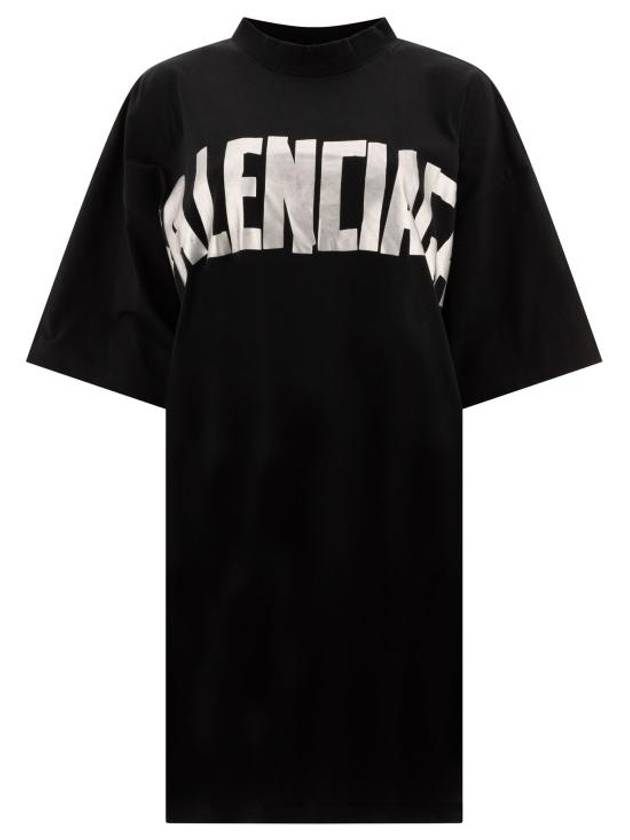 Luxury Balenciaga Trending 2025 Logo Print T-Shirt Short Dress Black