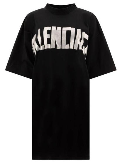 Luxury Balenciaga Trending 2025 Logo Print T-Shirt Short Dress Black