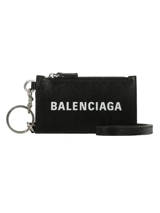 Luxury Balenciaga Trending 2025 Cash Keyring Card Case Black Silver