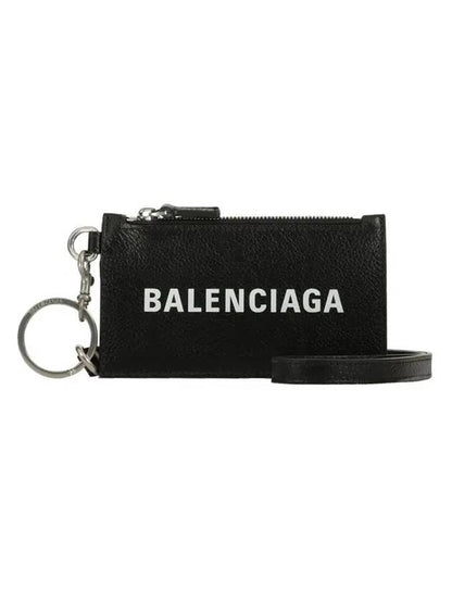 Luxury Balenciaga Trending 2025 Cash Keyring Card Case Black Silver