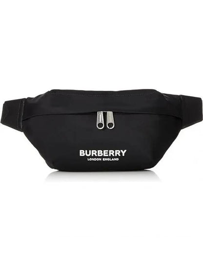 Luxury Burberry Logo Print Nylon Sonny Bum Belt Bag Black
