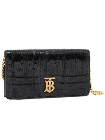 Luxury Burberry WoMen's Lola Sequin Chain Shoulder Bag Black