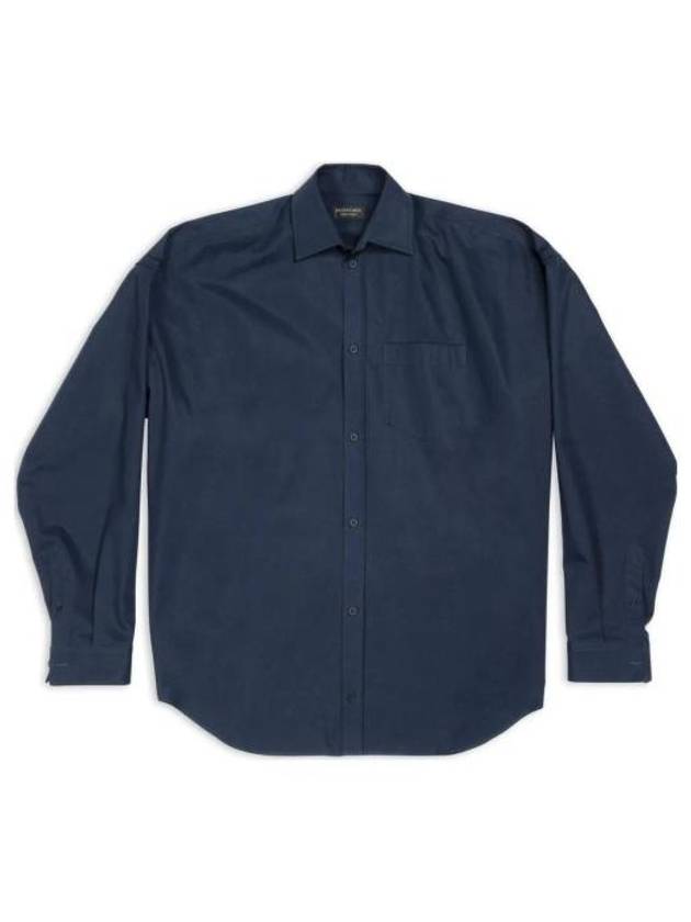Luxury Balenciaga Trending 2025 Micro Canvas Oversized Cocoon Long Sleeve Shirt Midnight Blue