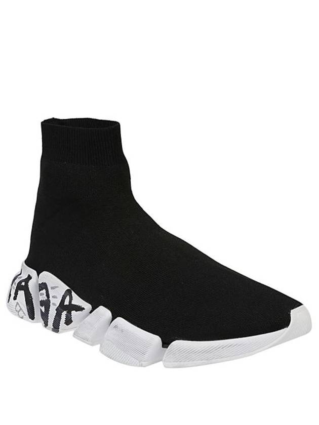Luxury Balenciaga Trending 2025 Speed 2.0 Graffiti Knit High Top Sneakers Black