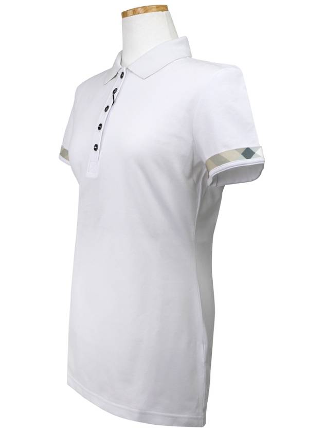 Luxury Burberry WoMen's Check Pattern Polo Shirt White