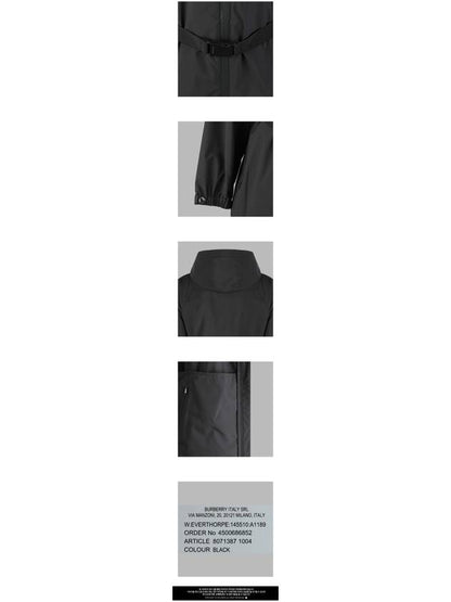 Luxury Burberry EKD Print Belted Lightweight Short Parka Black