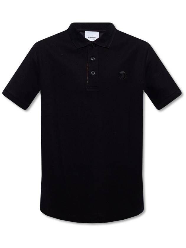 Luxury Burberry Men's Eddie Embroidered Logo Polo Shirt Black
