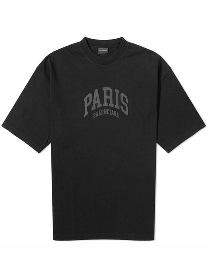 Luxury Balenciaga Trending 2025 Cities Paris Logo Medium Short Sleeve T-Shirt Black