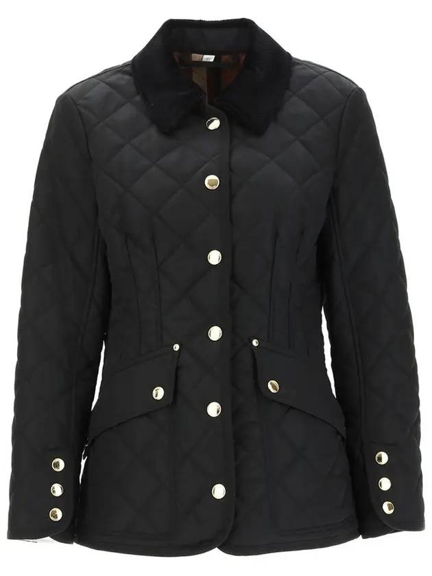 Luxury Burberry Corduroy Color Diamond Quilting Jacket Black