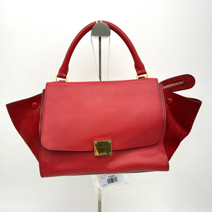 Luxury CELINE Drummed Calfskin Suede Large Trapeze Coquelicot LA12502