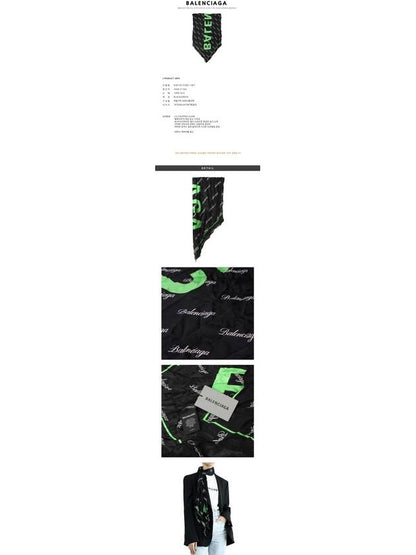 Luxury Balenciaga Trending 2025 All Over Logo Scarf Green Black