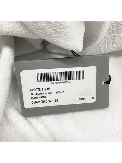 Luxury Balenciaga Trending 2025 Embroidered Flame Logo Hoodie White