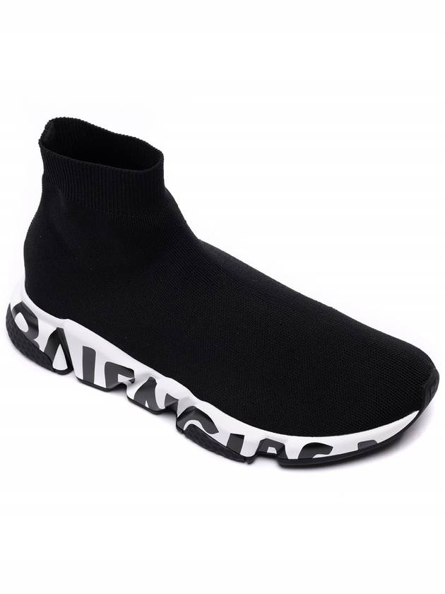 Luxury Balenciaga Trending 2025 Speed Midsole Graffiti High Top Sneakers White Black