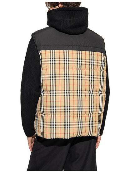 Luxury Burberry Check Panel Reversible Vest Beige
