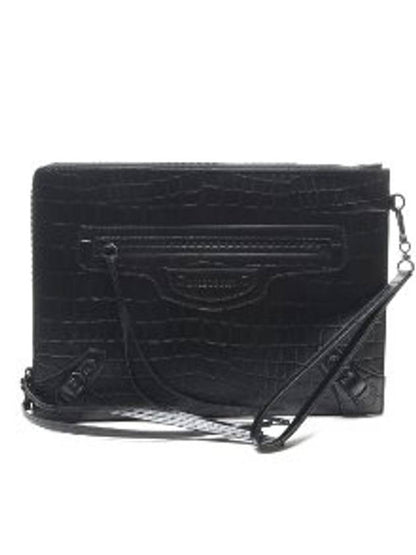 Luxury Balenciaga Trending 2025 Crocodile Strap Clutch Bag Black