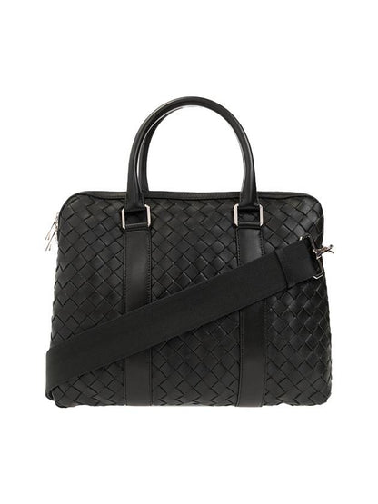 Luxury Bottega Veneta Intrecciato Leather Brief Case Dark Green