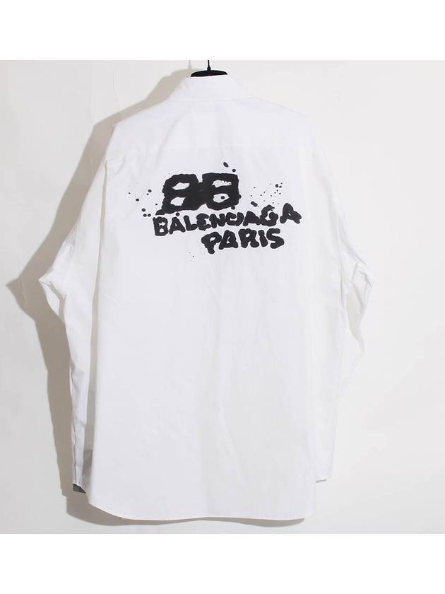 Luxury Balenciaga Trending 2025 Hand Drawn BB Overfit Long Sleeve Shirt White