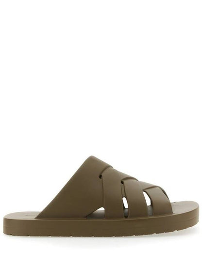 Luxury Bottega Veneta Flintston Intrecciato Matte Rubber Sandals Solid