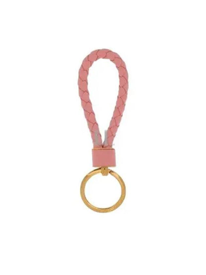 Luxury Bottega Veneta Intrecciato Lambskin Key Holder Pink