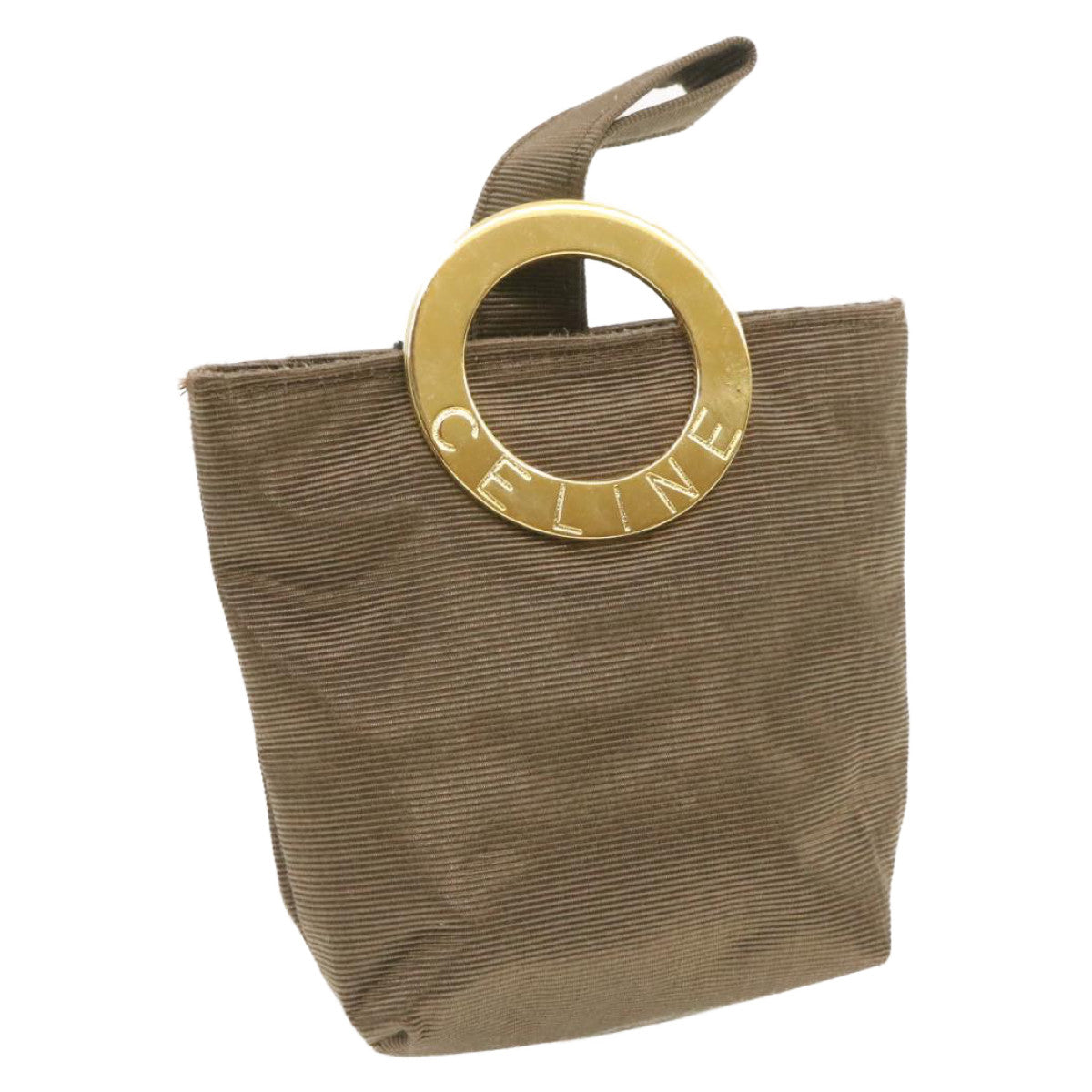 Luxury CELINE Ring motif Pouch Nylon Brown  am218b