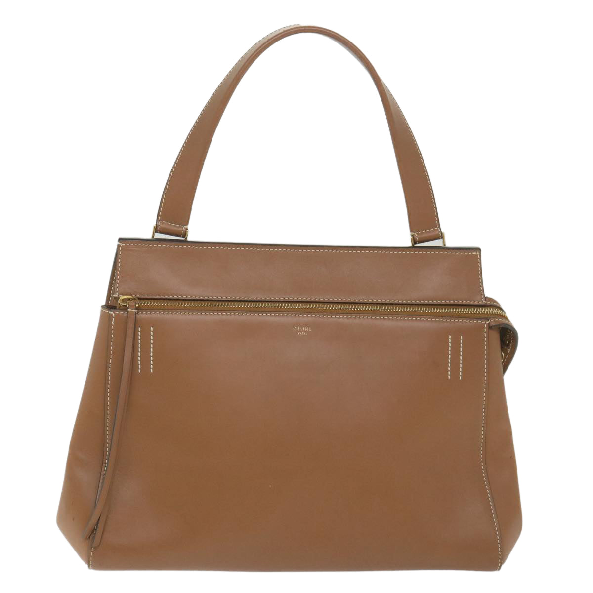 Luxury CELINE Edge Hand Bag Leather Brown  10092