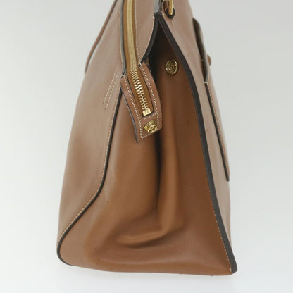 Luxury CELINE Edge Hand Bag Leather Brown  10092