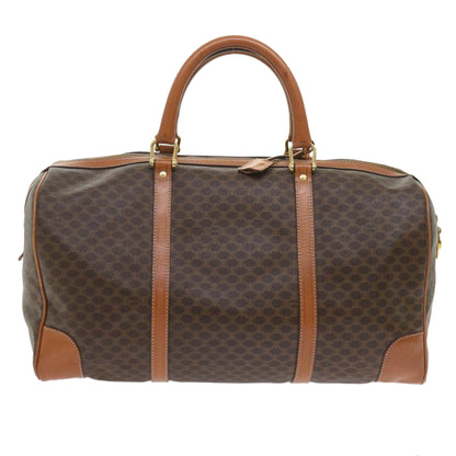 Luxury CELINE Macadam Canvas Boston Bag PVC Leather Brown  10153