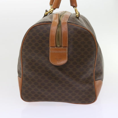 Luxury CELINE Macadam Canvas Boston Bag PVC Leather Brown  10153
