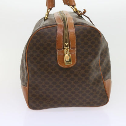 Luxury CELINE Macadam Canvas Boston Bag PVC Leather Brown  10153