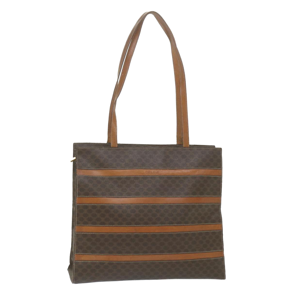 Luxury CELINE Macadam Canvas Shoulder Bag PVC Leather Brown  10227