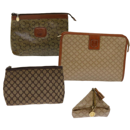 Luxury CELINE Macadam Canvas Clutch Bag Coated Canvas 4Set Beige Brown  10462
