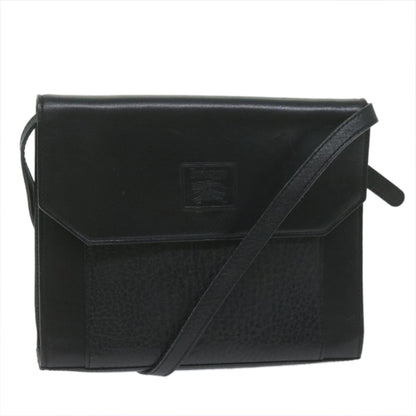 Luxury BurberrySs Shoulder Bag Leather Black Auth bs10626