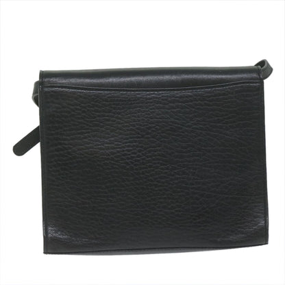 Luxury BurberrySs Shoulder Bag Leather Black Auth bs10626