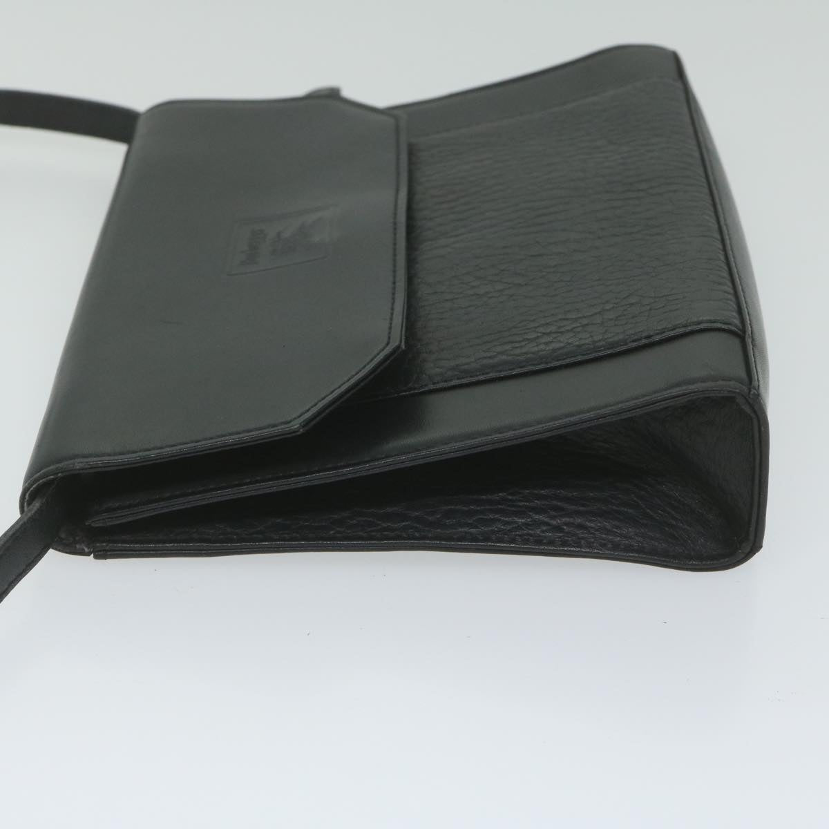 Luxury BurberrySs Shoulder Bag Leather Black Auth bs10626