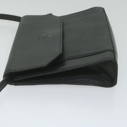 Luxury BurberrySs Shoulder Bag Leather Black Auth bs10626