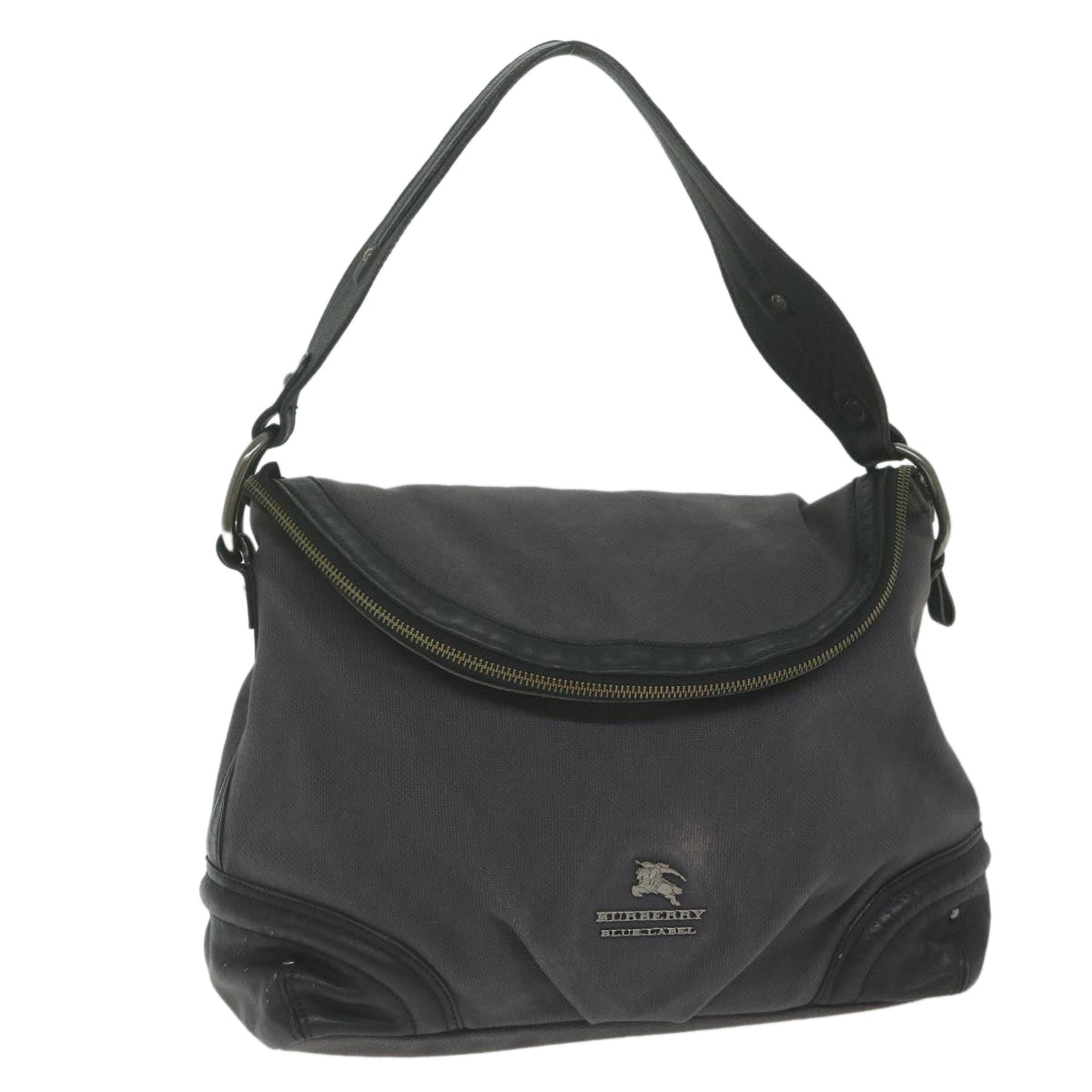 Luxury Burberry Shoulder Bag Canvas Gray Auth bs10635