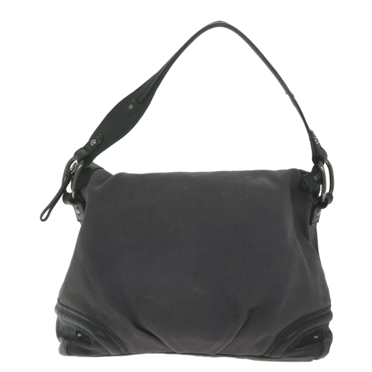 Luxury Burberry Shoulder Bag Canvas Gray Auth bs10635