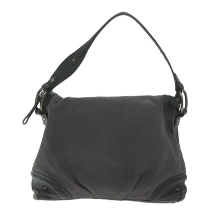 Luxury Burberry Shoulder Bag Canvas Gray Auth bs10635