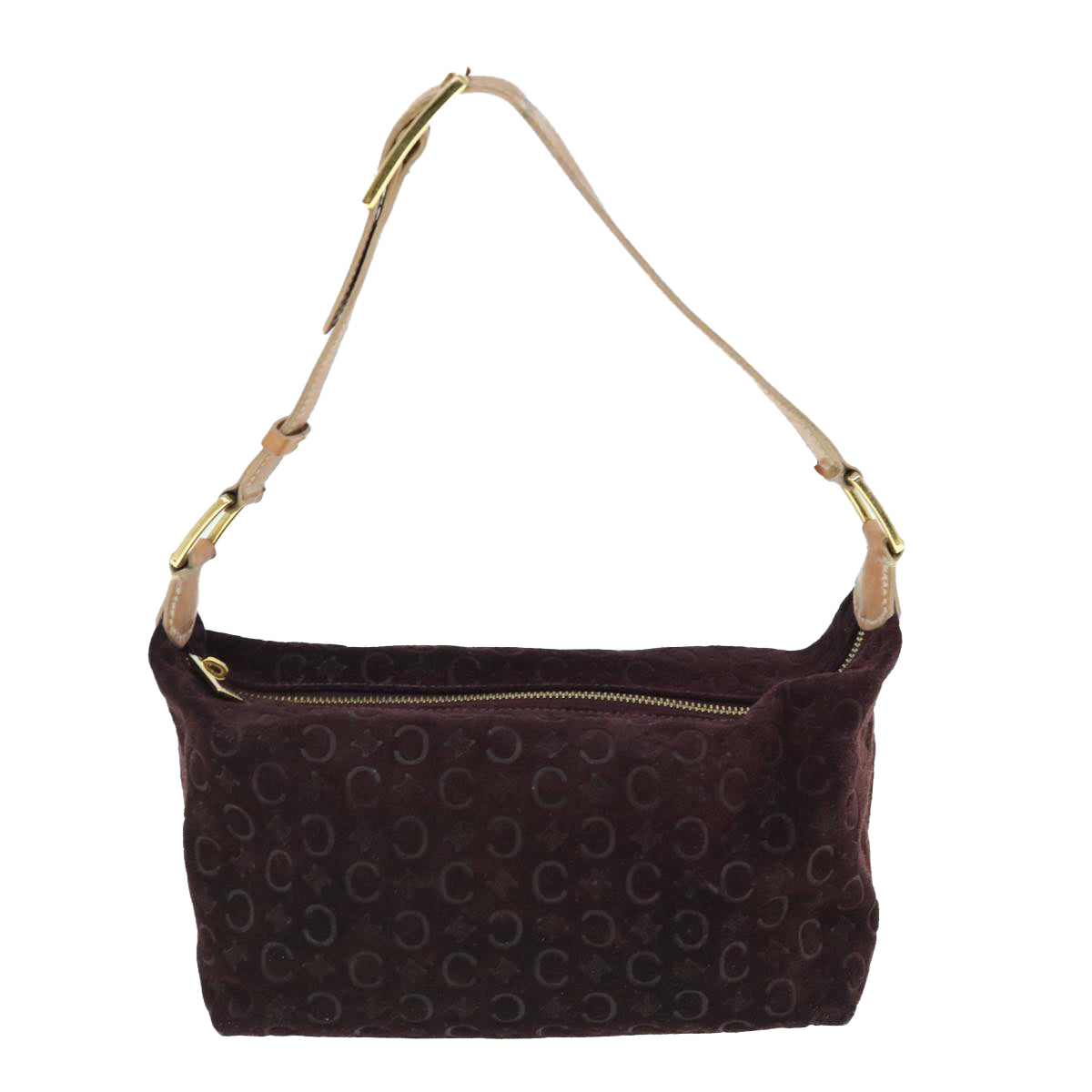 Luxury CELINE C Macadam Canvas Shoulder Bag Wine Red  11004