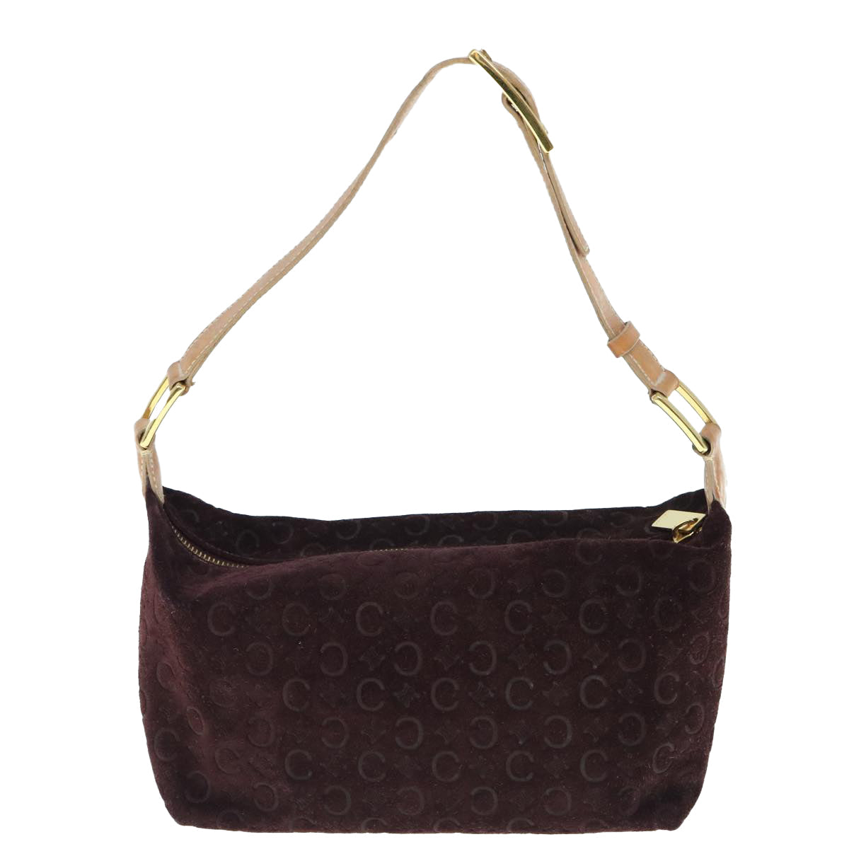 Luxury CELINE C Macadam Canvas Shoulder Bag Wine Red  11004