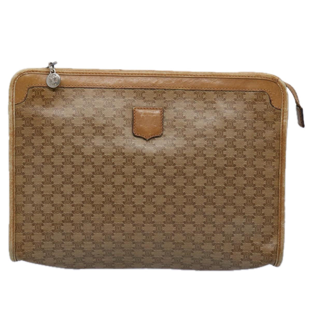 Luxury CELINE Macadam Canvas Clutch Bag PVC Leather 2Set Brown Beige  11113