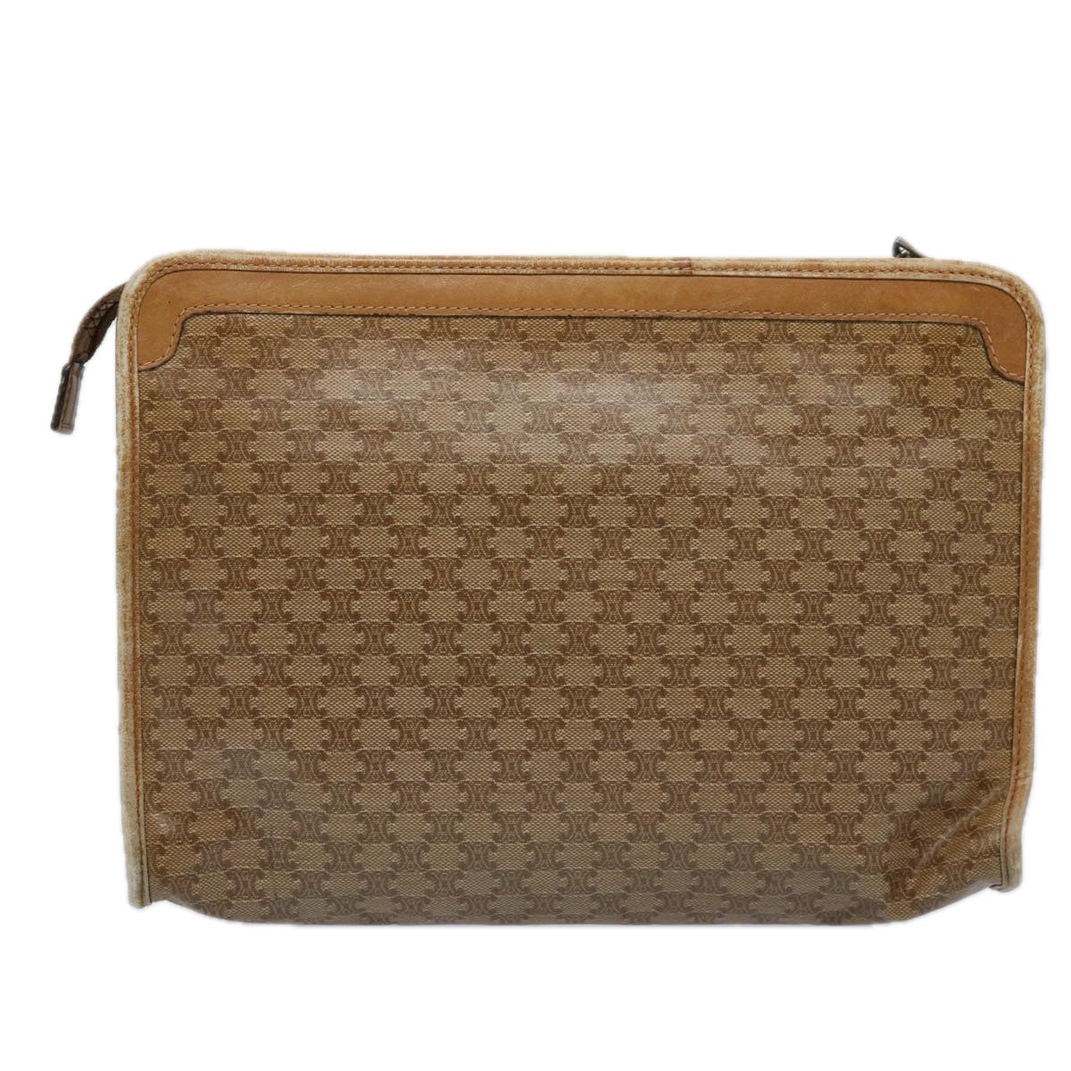 Luxury CELINE Macadam Canvas Clutch Bag PVC Leather 2Set Brown Beige  11113