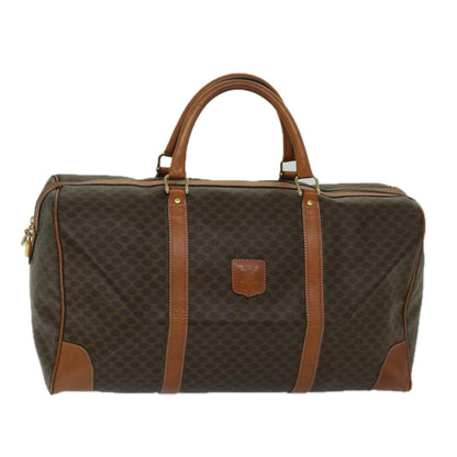 Luxury CELINE Macadam Canvas Boston Bag PVC Leather Brown  11190
