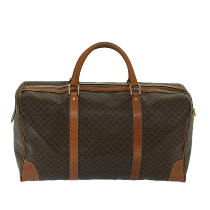 Luxury CELINE Macadam Canvas Boston Bag PVC Leather Brown  11190