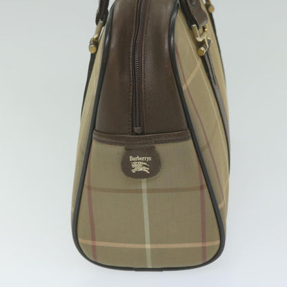 Luxury BurberrySs Nova Check Hand Bag Nylon Canvas Brown Auth bs11220