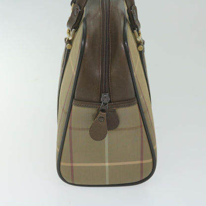 Luxury BurberrySs Nova Check Hand Bag Nylon Canvas Brown Auth bs11220